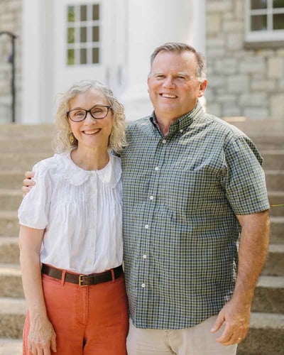 The Eatons pose together for a photo on Trevecca's campus.