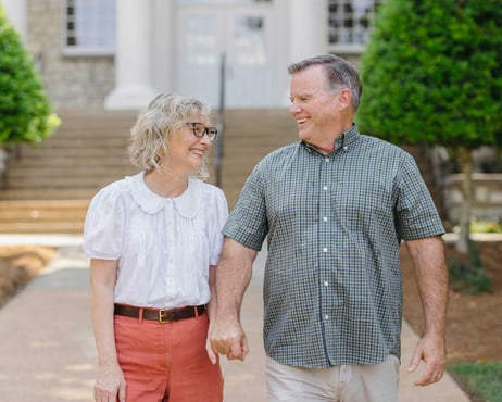 The Eatons walk together on Trevecca's Campus