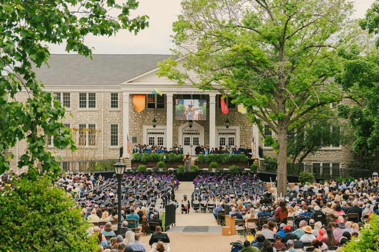 An aerial view of the 2022 Trevecca commencement ceremonies