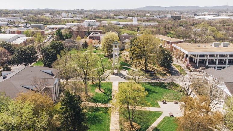 An aerial view of the Trevecca campus